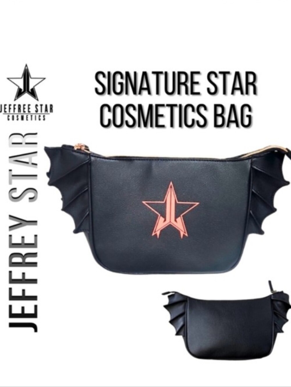 Jeffree Star Clutch Black Bat With Pink Star Bag Series NWT New
